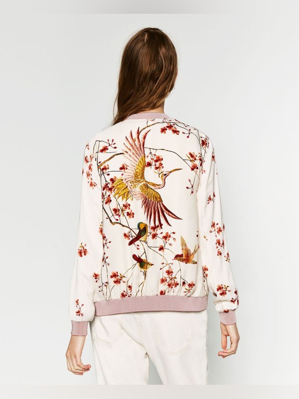 Zara Floral Bird Bomber Jacket - Picture 4 of 12